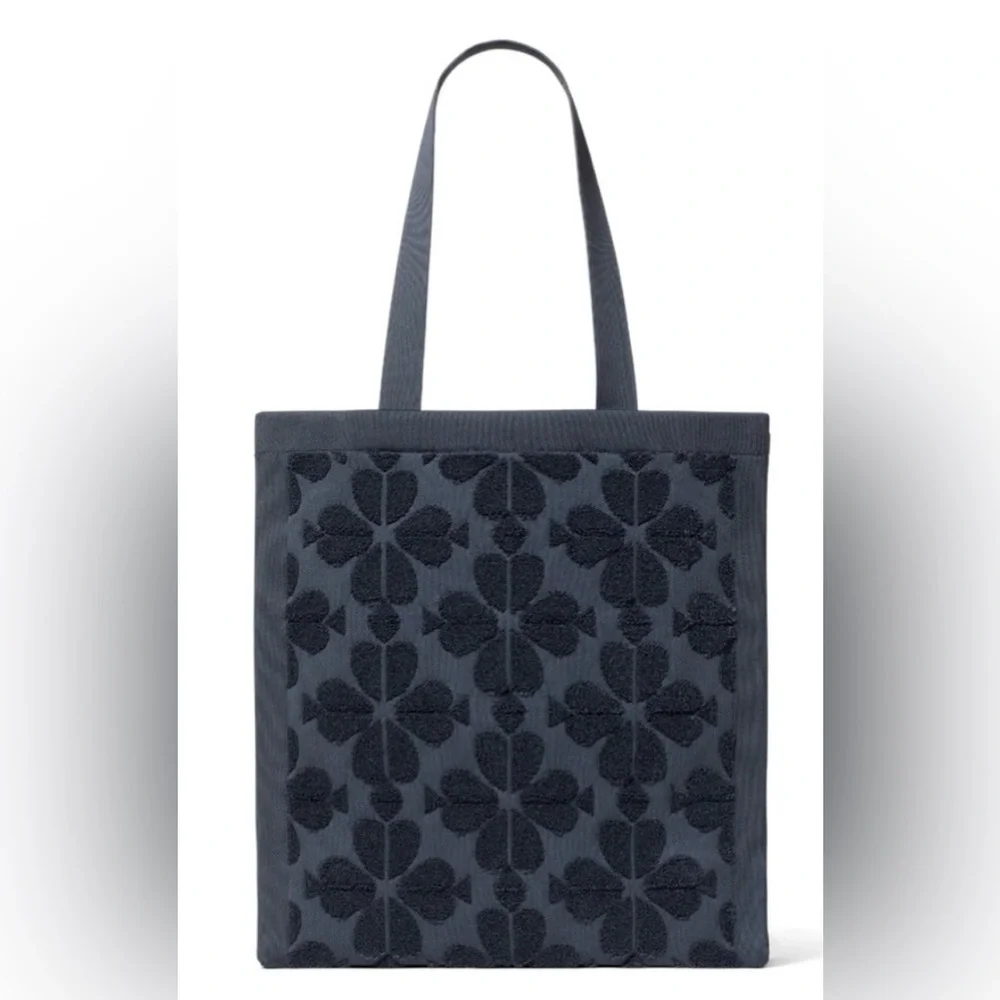 Kate Spade Brooke Terry Carryall Large Tote in Dark Blue with Bag Charm - Picture 4 of 11
